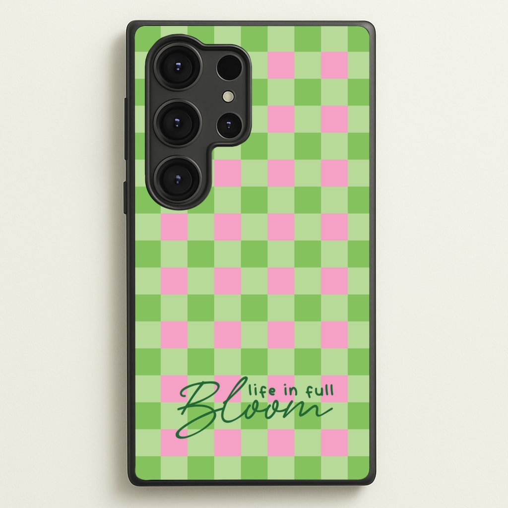 Life In Full Bloom Checkered - Spring Phone Case for Galaxy S25 Ultra