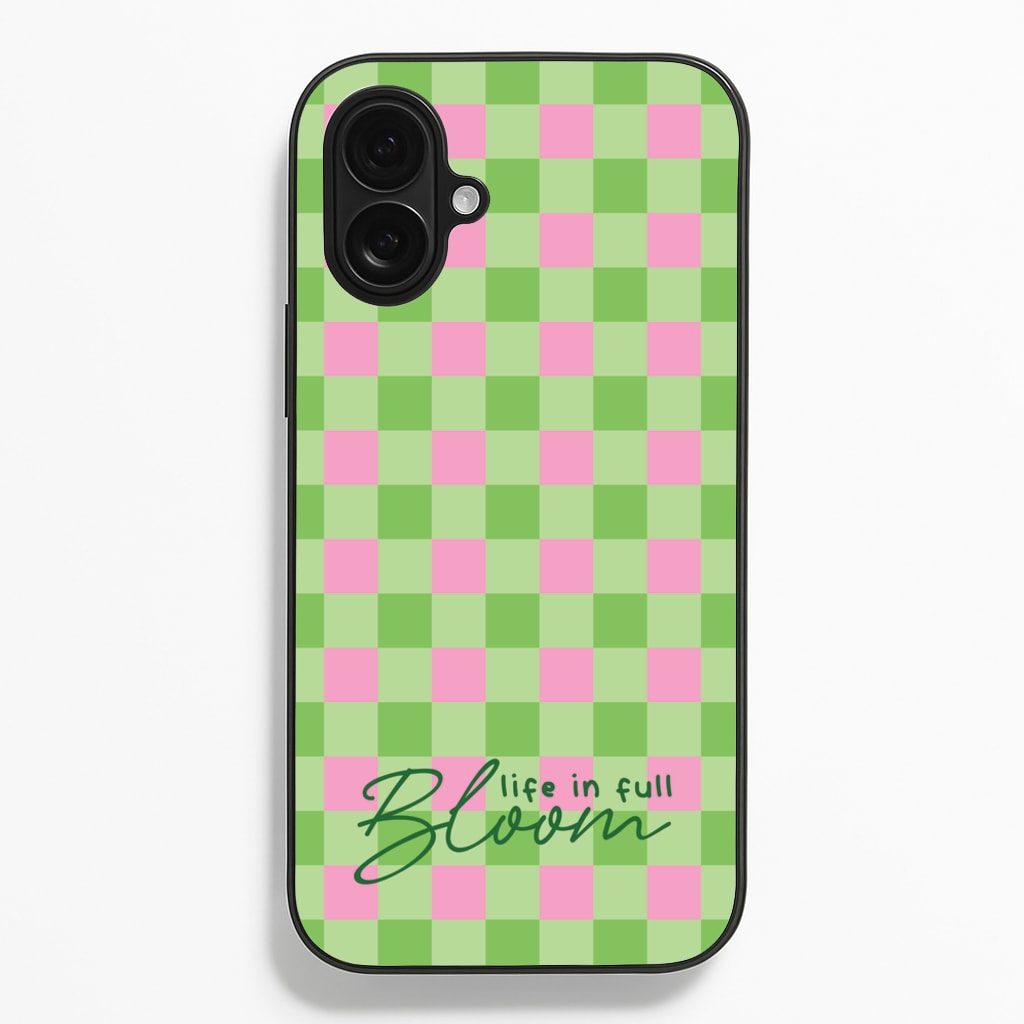 Life In Full Bloom Checkered - Spring Phone Case for iPhone 16 Plus