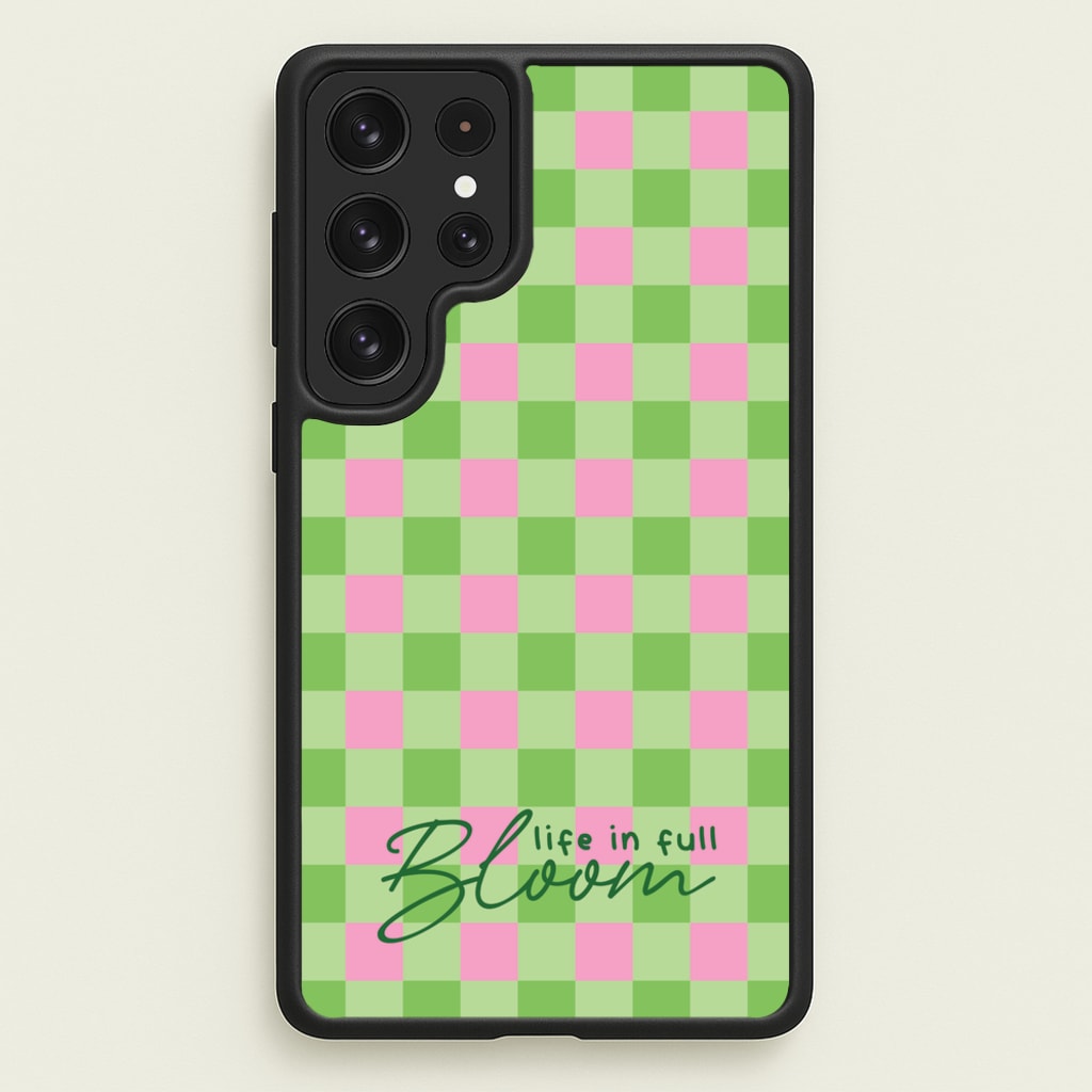 Life In Full Bloom Checkered - Spring Phone Case for Galaxy S22 Ultra