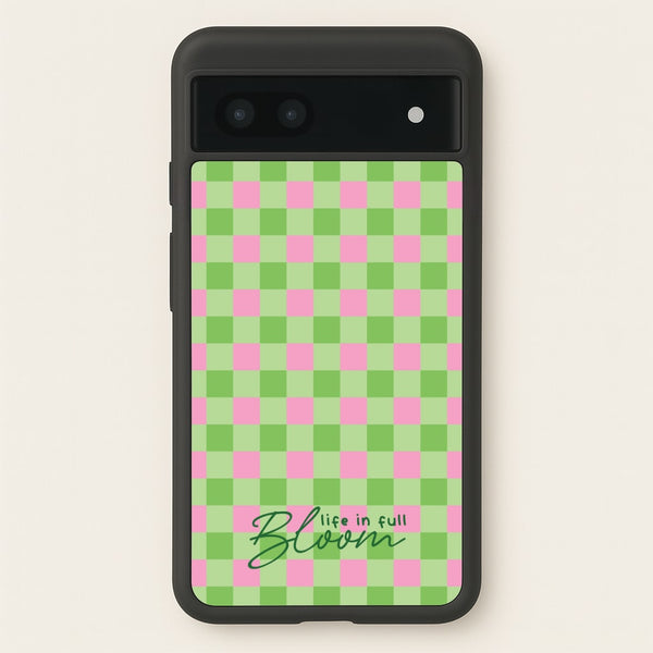 Life In Full Bloom Checkered - Spring Phone Case for Google Pixel 7a