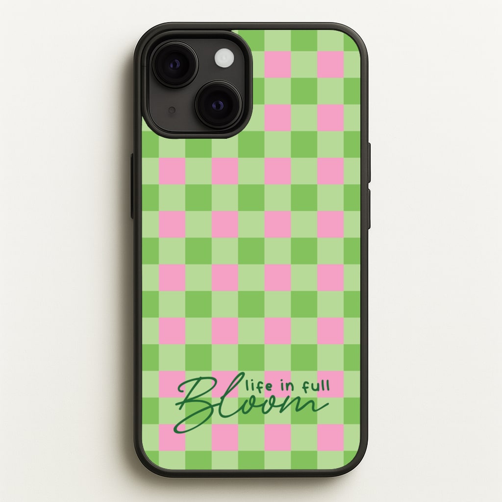 Life In Full Bloom Checkered - Spring Phone Case for iPhone 13 Mini