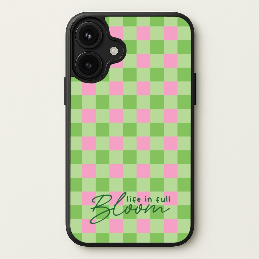 Life In Full Bloom Checkered Phone Case for iPhone 17