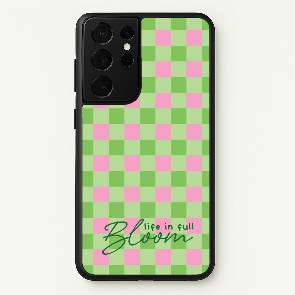 Life In Full Bloom Checkered - Spring Phone Case for Galaxy S21 Ultra