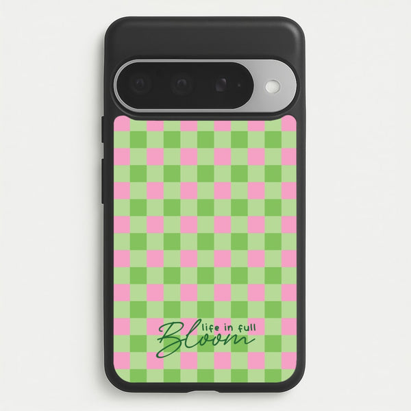 Life In Full Bloom Checkered Phone Case for Google Pixel 10 Pro XL