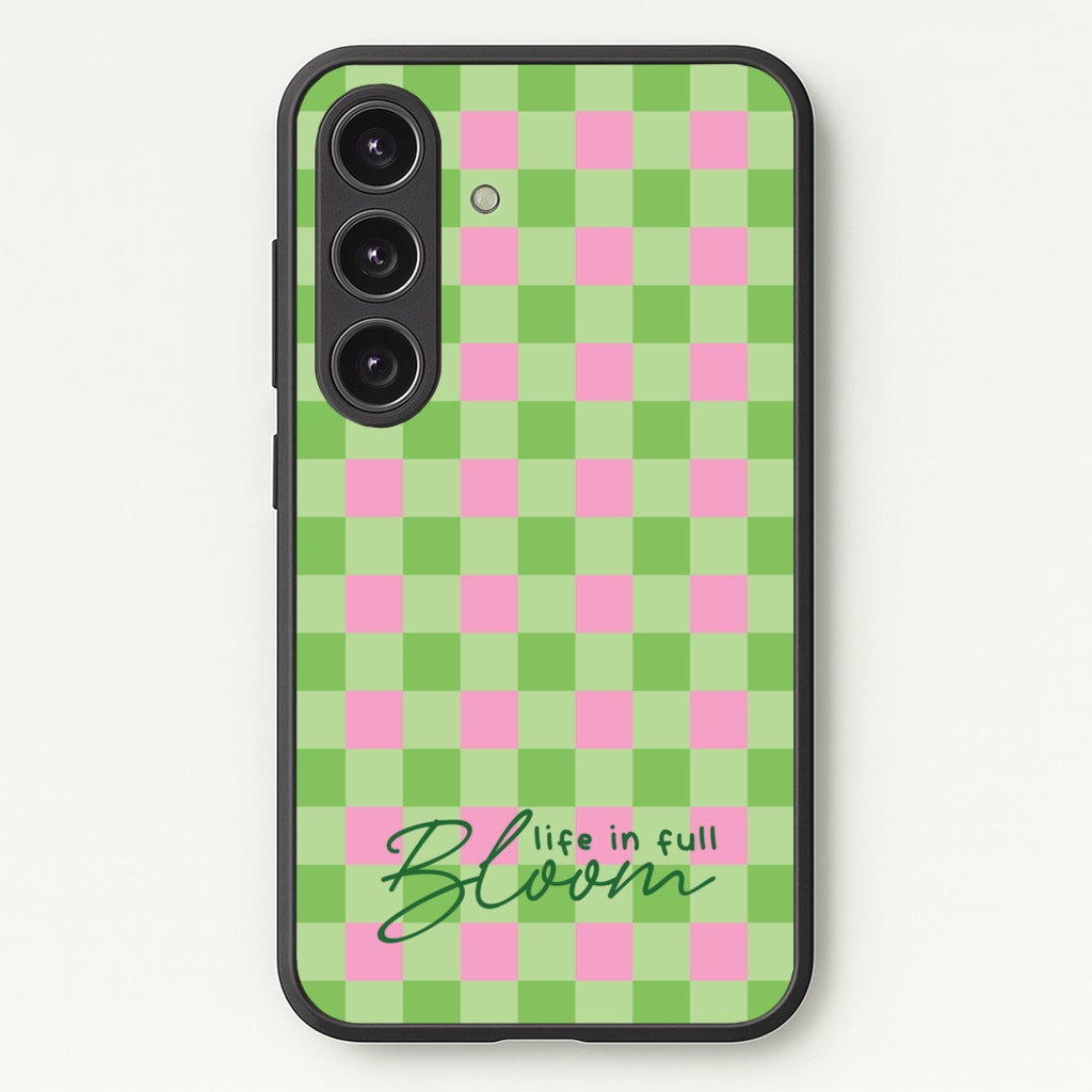 Life In Full Bloom Checkered - Spring Phone Case for Galaxy S24 Plus