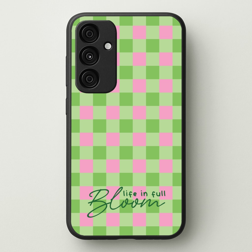 Life In Full Bloom Checkered - Spring Phone Case for Galaxy A35