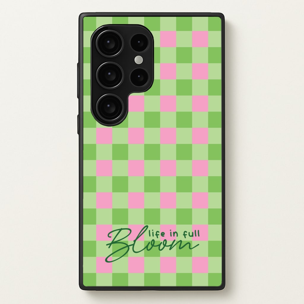 Life In Full Bloom Checkered - Spring Phone Case for Galaxy S24 Ultra