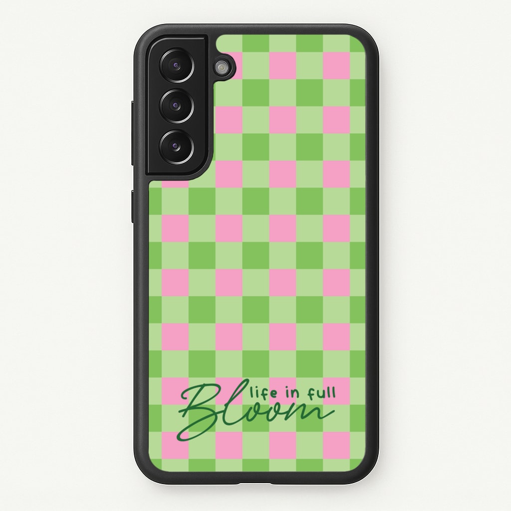 Life In Full Bloom Checkered - Spring Phone Case for Galaxy S21