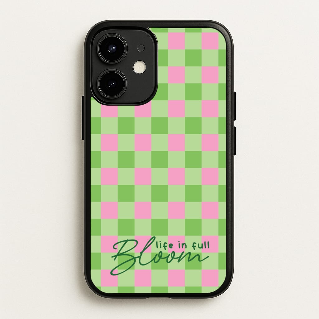 Life In Full Bloom Checkered - Spring Phone Case for iPhone 12 / 12 Pro