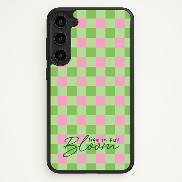 Life In Full Bloom Checkered - Spring Phone Case for Galaxy S23 Plus