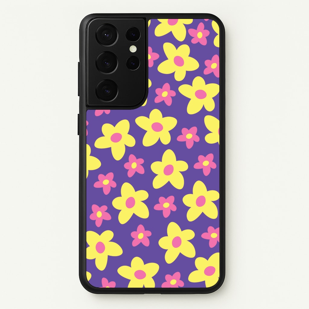 Purple Abstract Floral Pattern - Spring Phone Case for Galaxy S21 Ultra