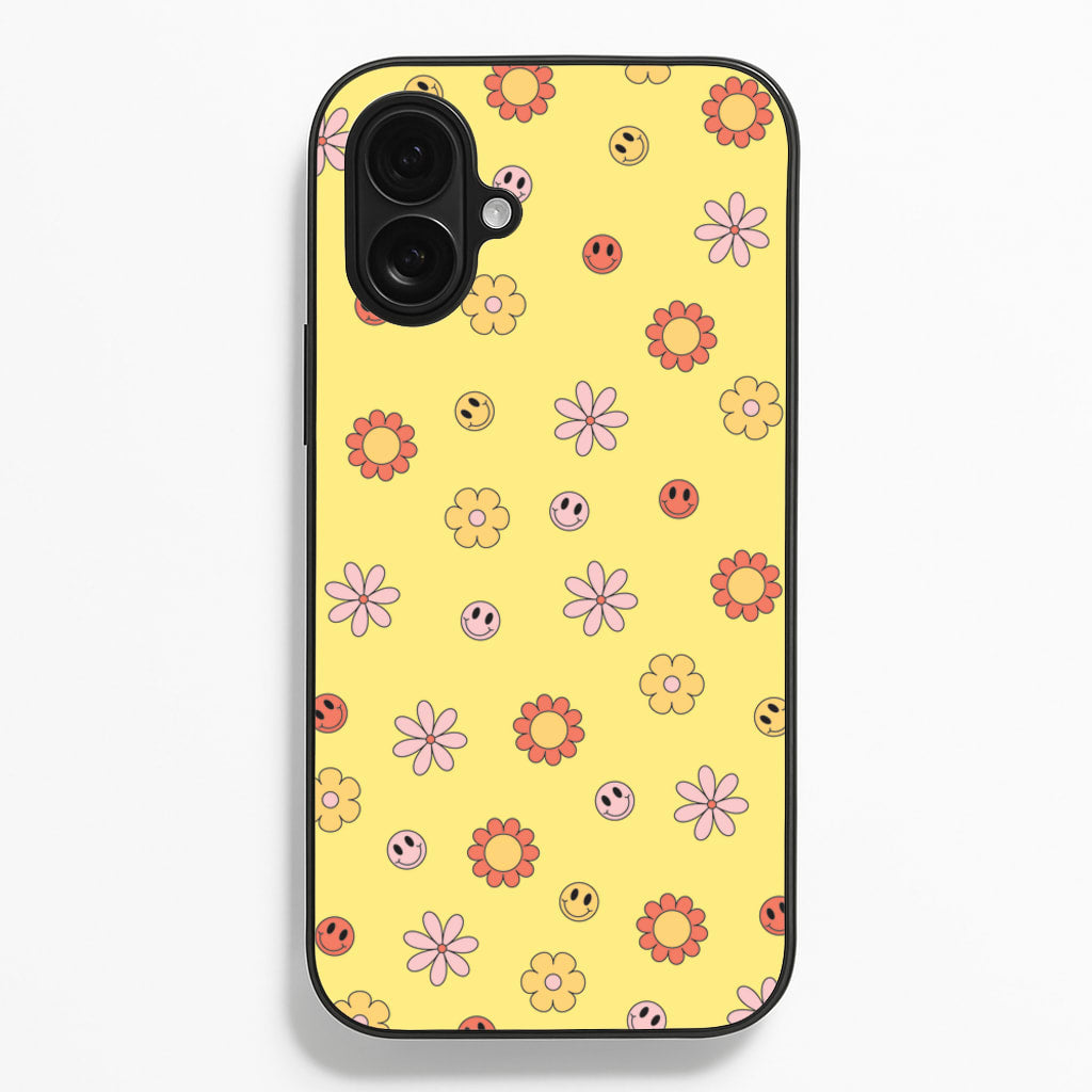 Retro Flowers And Smileys Pattern Phone Case