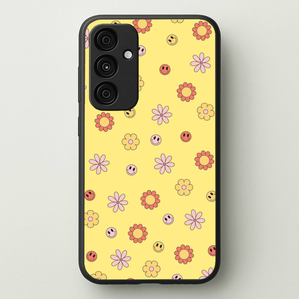 Retro Flowers And Smileys Pattern - Spring Phone Case for Galaxy A15