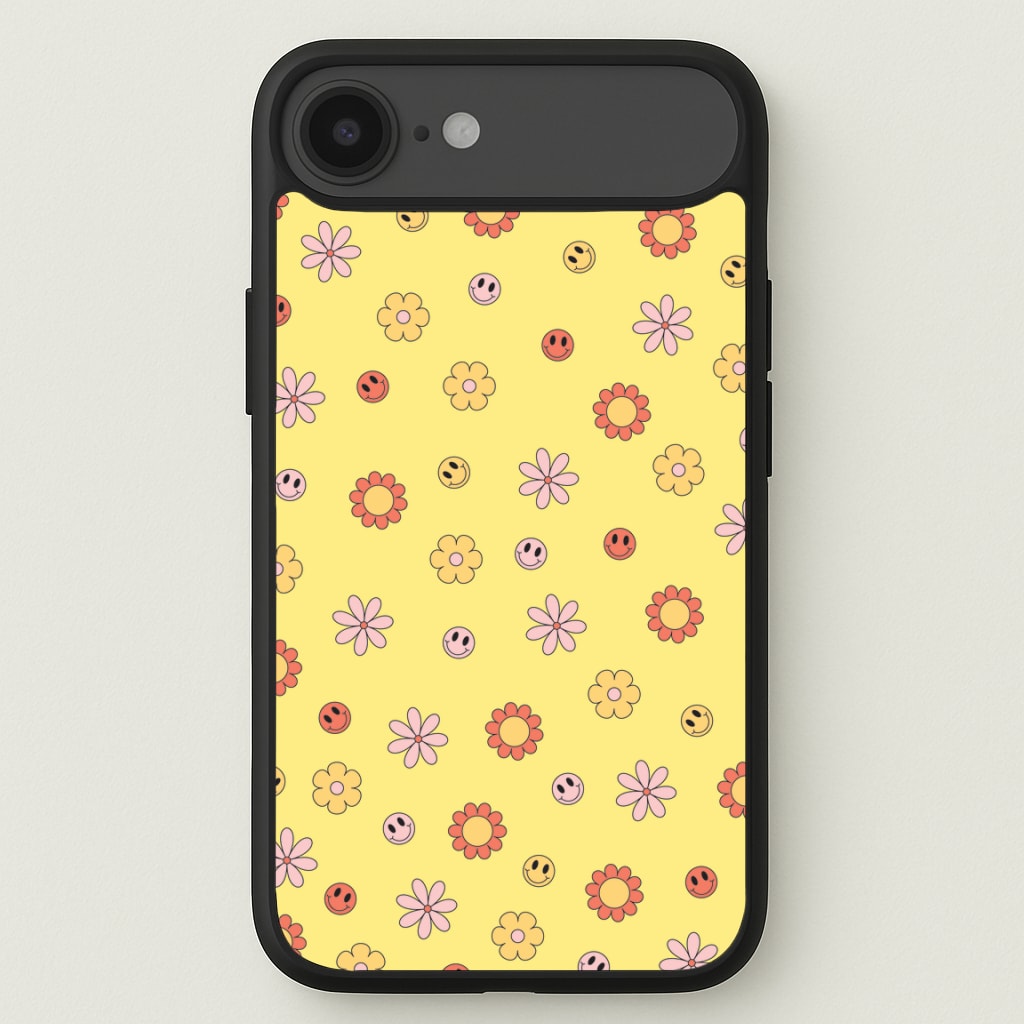 Retro Flowers And Smileys Pattern Phone Case for iPhone 17 Air