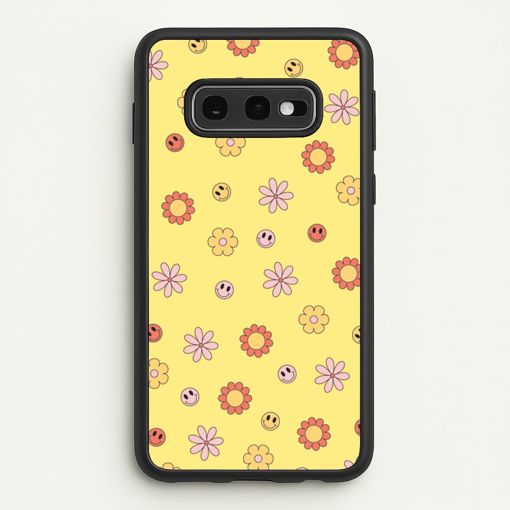 Retro Flowers And Smileys Pattern - Spring Phone Case for Galaxy S10e