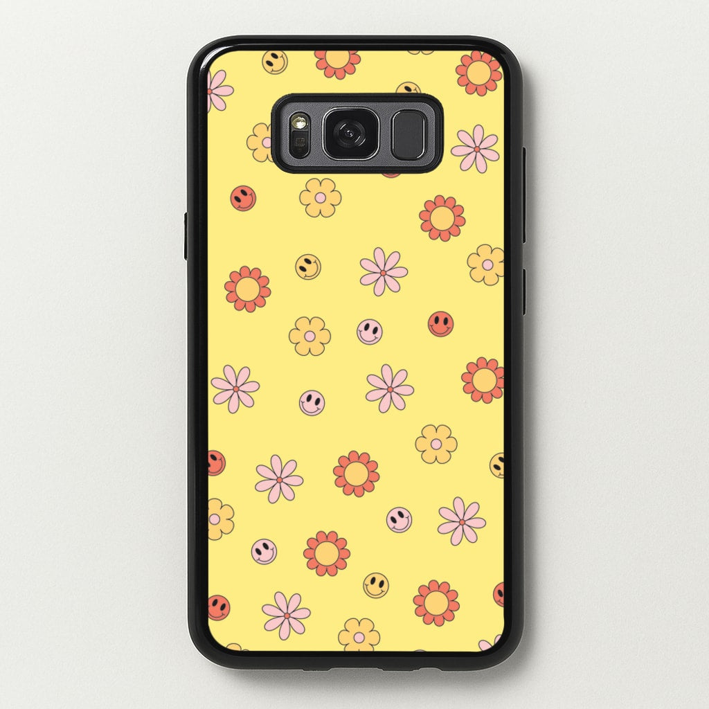 Retro Flowers And Smileys Pattern - Spring Phone Case for Galaxy S8