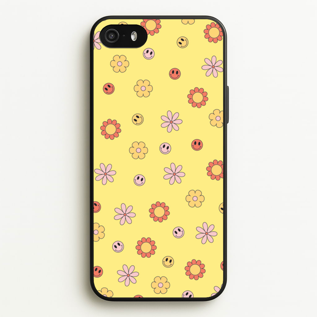 Retro Flowers And Smileys Pattern - Spring Phone Case for iPhone 5 / 5s / SE 2016