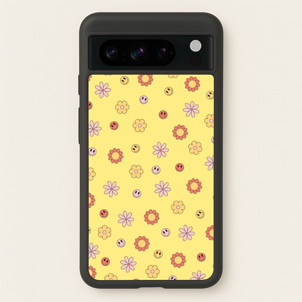 Retro Flowers And Smileys Pattern - Spring Phone Case for Google Pixel 8 Pro