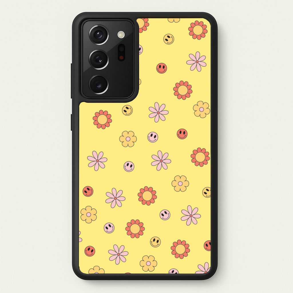 Retro Flowers And Smileys Pattern - Spring Phone Case for Galaxy Note 20 Ultra