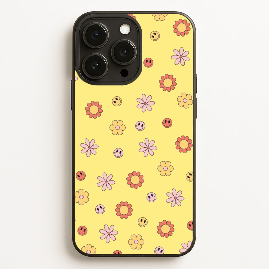 Retro Flowers And Smileys Pattern - Spring Phone Case for iPhone 12 Pro Max
