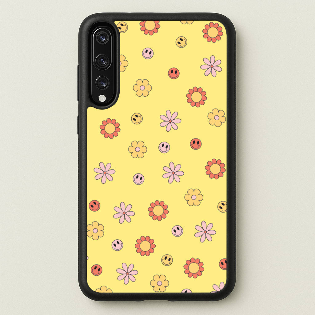 Retro Flowers And Smileys Pattern - Spring Phone Case for Huawei P20 Pro