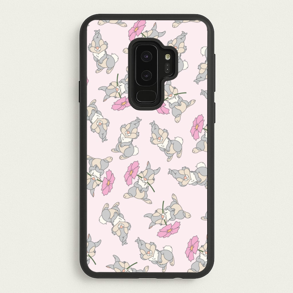 Cute bunny And Flowers Pattern - Spring Phone Case for Galaxy S9 Plus