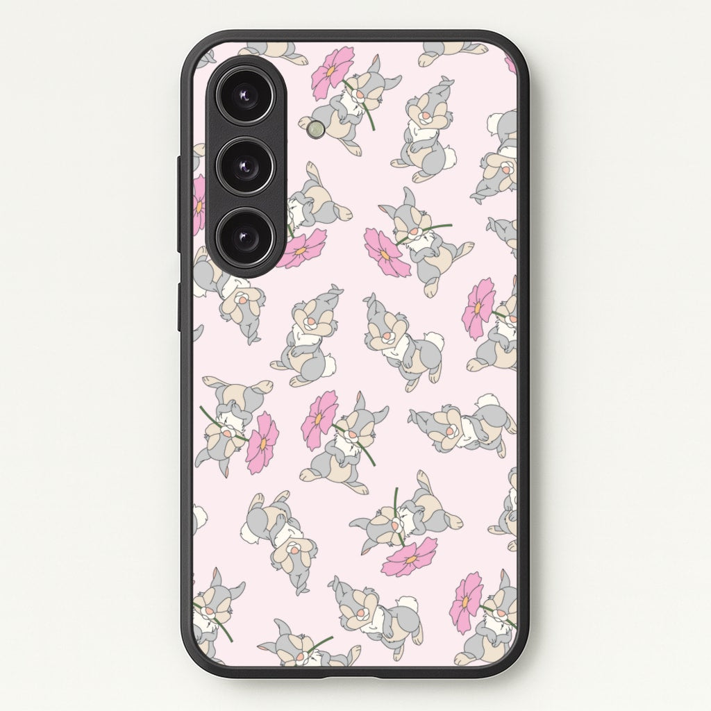 Cute bunny And Flowers Pattern - Spring Phone Case for Galaxy S24