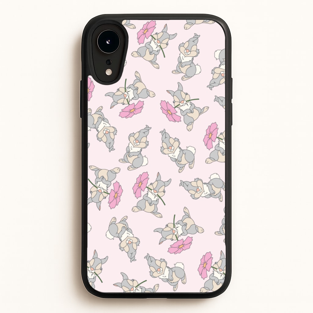 Cute bunny And Flowers Pattern - Spring Phone Case for iPhone XR