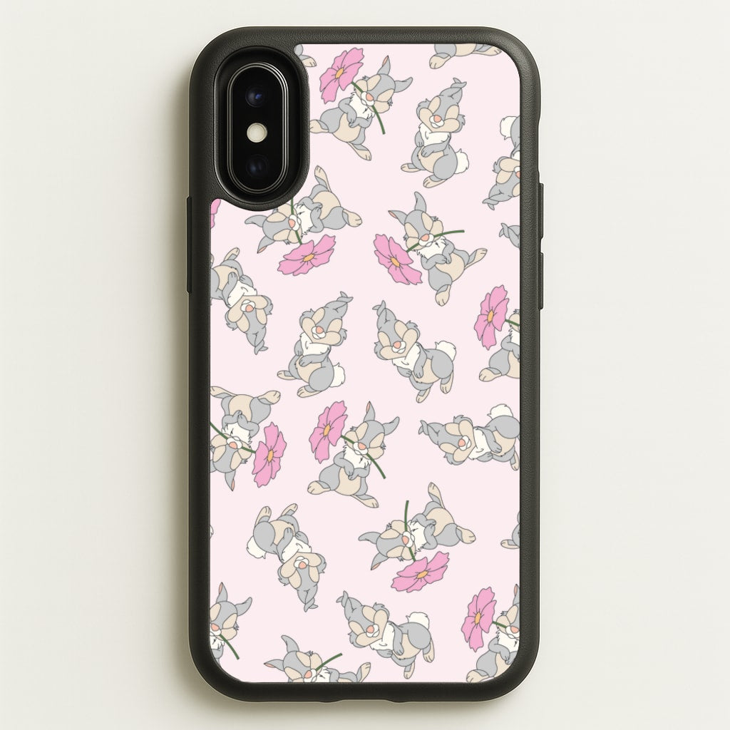 Cute bunny And Flowers Pattern - Spring Phone Case for iPhone X / XS