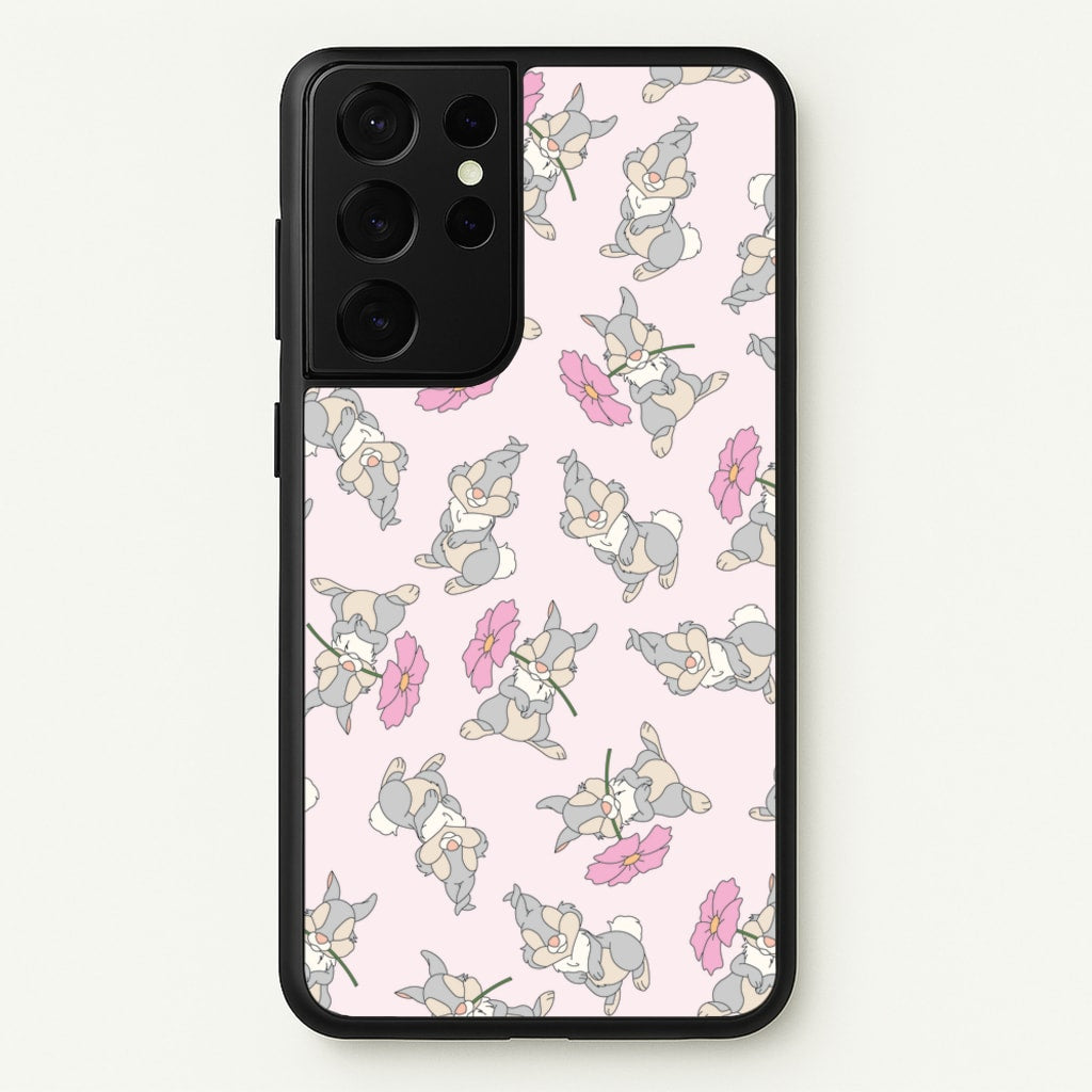 Cute bunny And Flowers Pattern - Spring Phone Case for Galaxy S21 Ultra