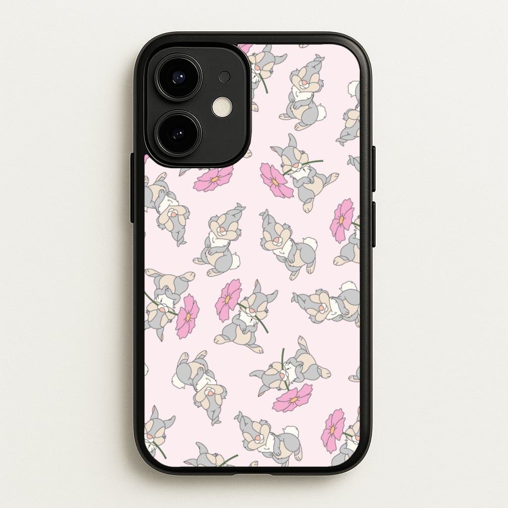 Cute bunny And Flowers Pattern - Spring Phone Case for iPhone 12 / 12 Pro