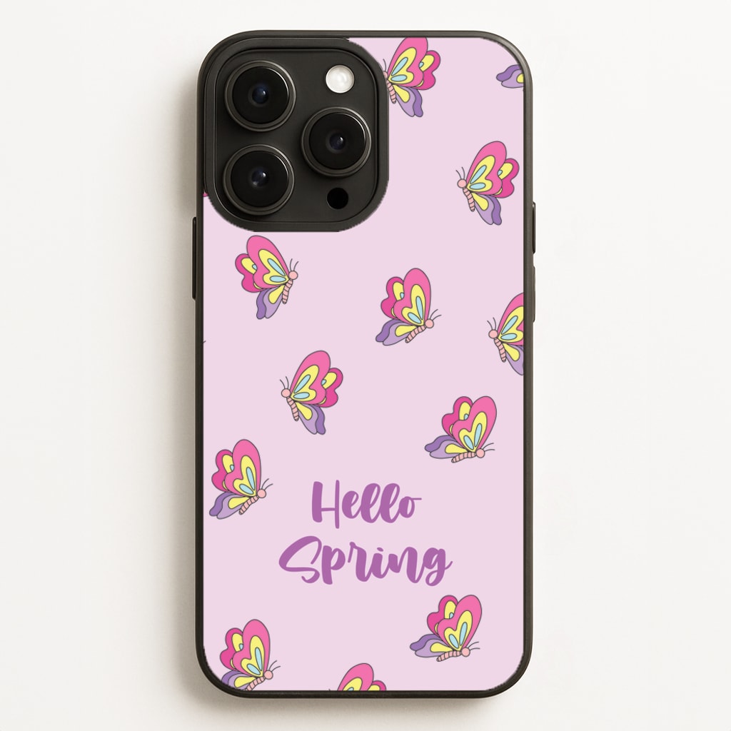 Hello Spring Butterfly Pattern - Spring Phone Case for iPhone 16 Pro Max