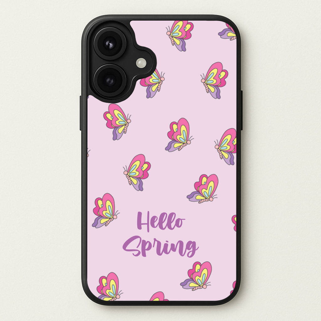 Hello Spring Butterfly Pattern Phone Case for iPhone 17
