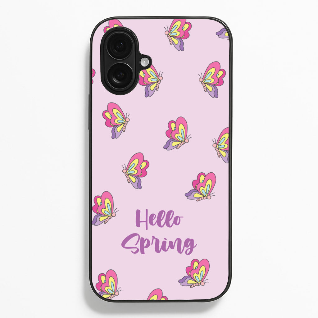 Hello Spring Butterfly Pattern - Spring Phone Case for iPhone 16 Plus