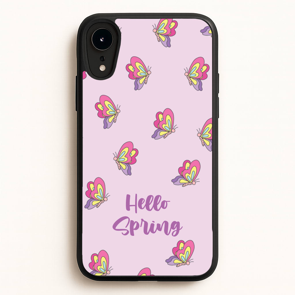 Hello Spring Butterfly Pattern - Spring Phone Case for iPhone XR