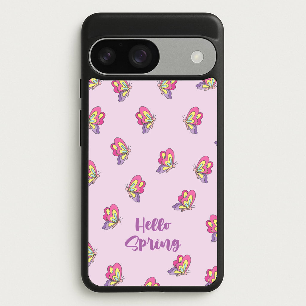 Hello Spring Butterfly Pattern - Spring Phone Case for Google Pixel 9 / 9 Pro