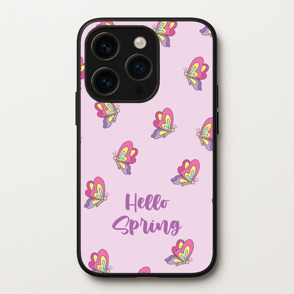 Hello Spring Butterfly Pattern - Spring Phone Case for iPhone 15 Pro