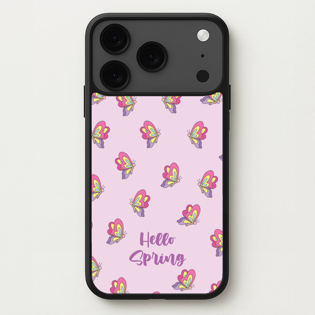 Hello Spring Butterfly Pattern Phone Case for iPhone 17 Pro Max