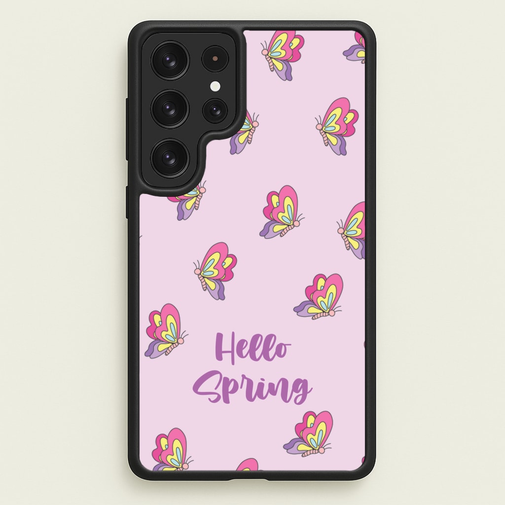 Hello Spring Butterfly Pattern - Spring Phone Case for Galaxy S22 Ultra