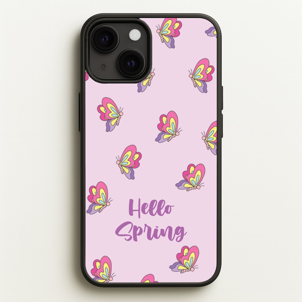 Hello Spring Butterfly Pattern - Spring Phone Case for iPhone 13 Mini