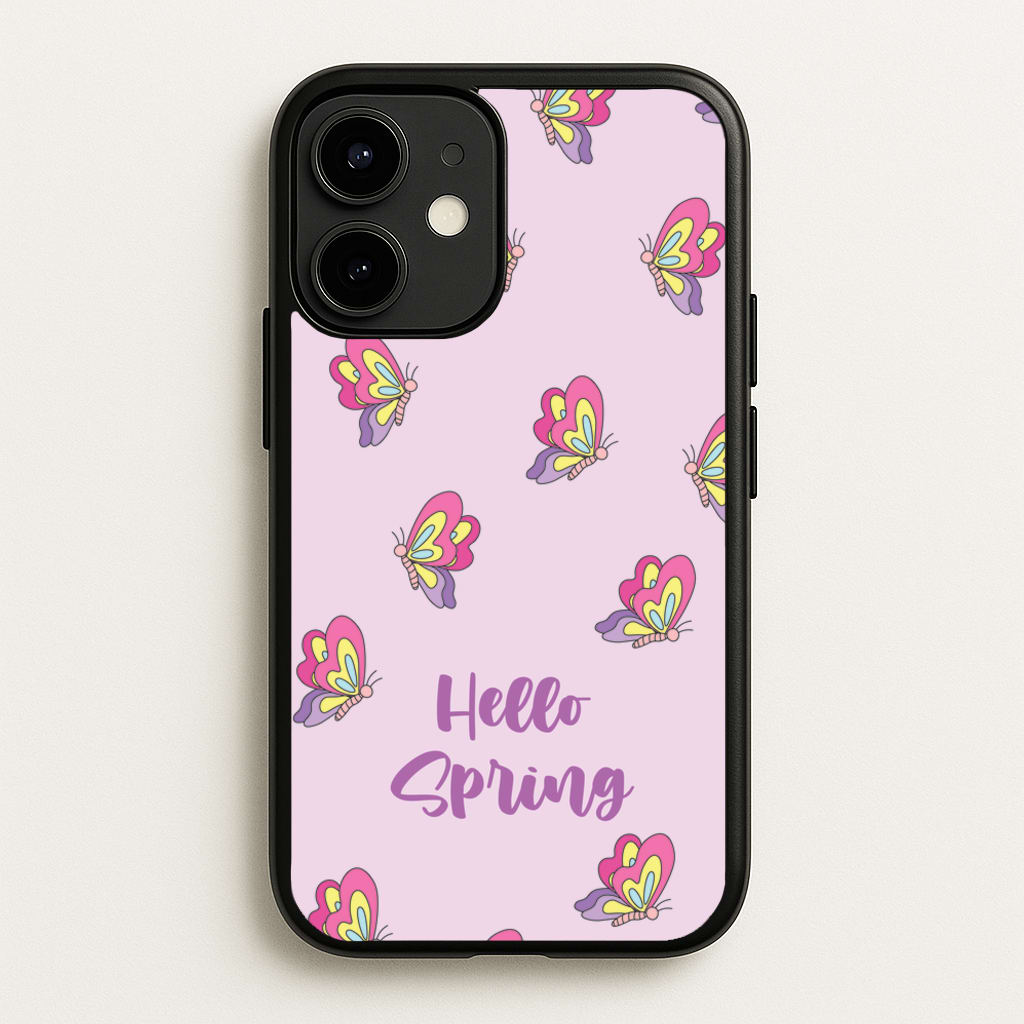 Hello Spring Butterfly Pattern - Spring Phone Case for iPhone 12 Mini