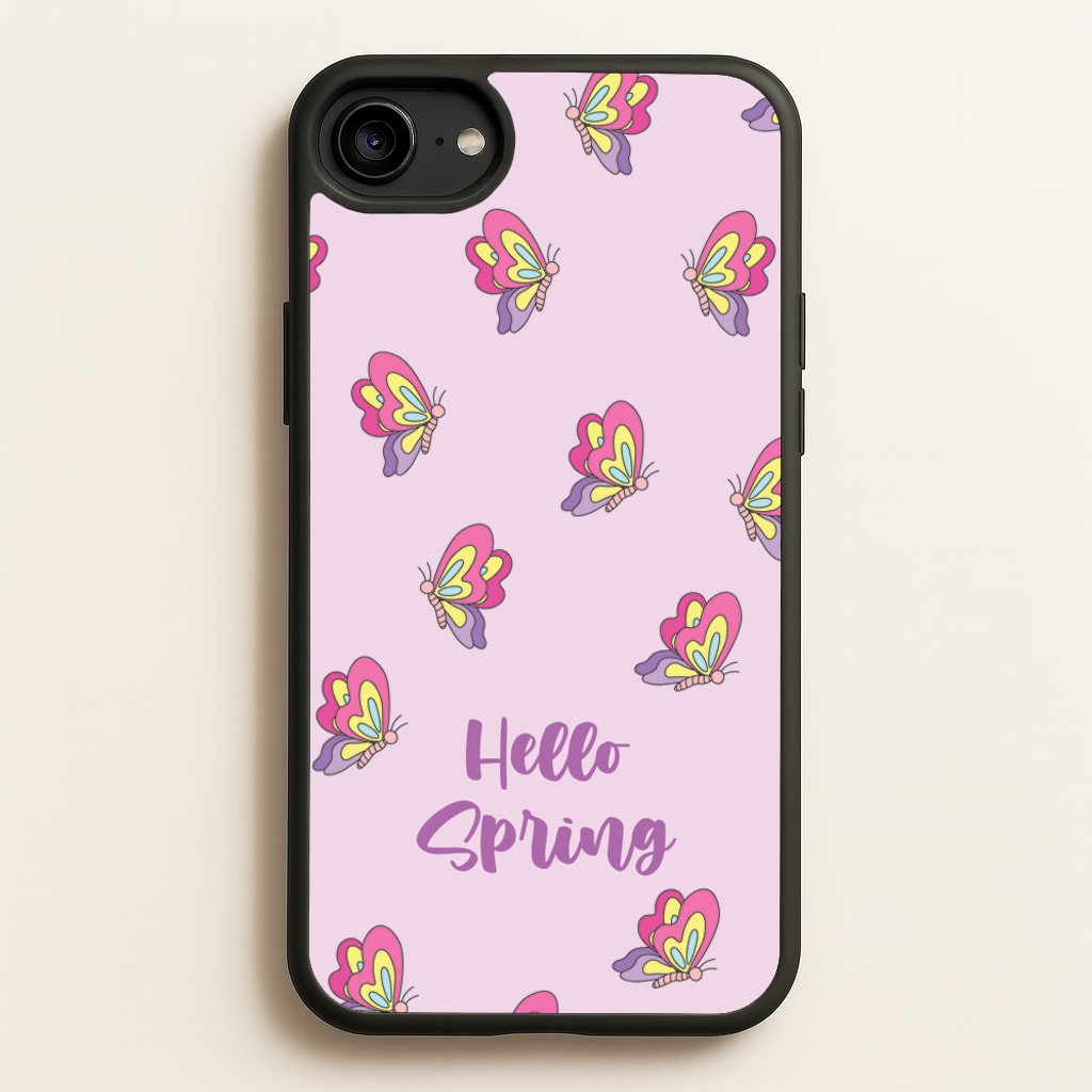 Hello Spring Butterfly Pattern - Spring Phone Case for iPhone 6 / 7 / 8 / SE
