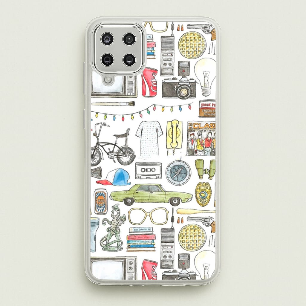 Stranger Objects Illustration - Stranger Things Phone Case for Galaxy A12