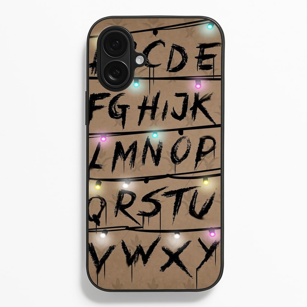 Stranger Alphabet Wall - Stranger Things Phone Case for iPhone 16 Plus