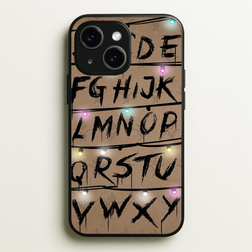 Stranger Alphabet Wall - Stranger Things Phone Case for iPhone 15 Plus