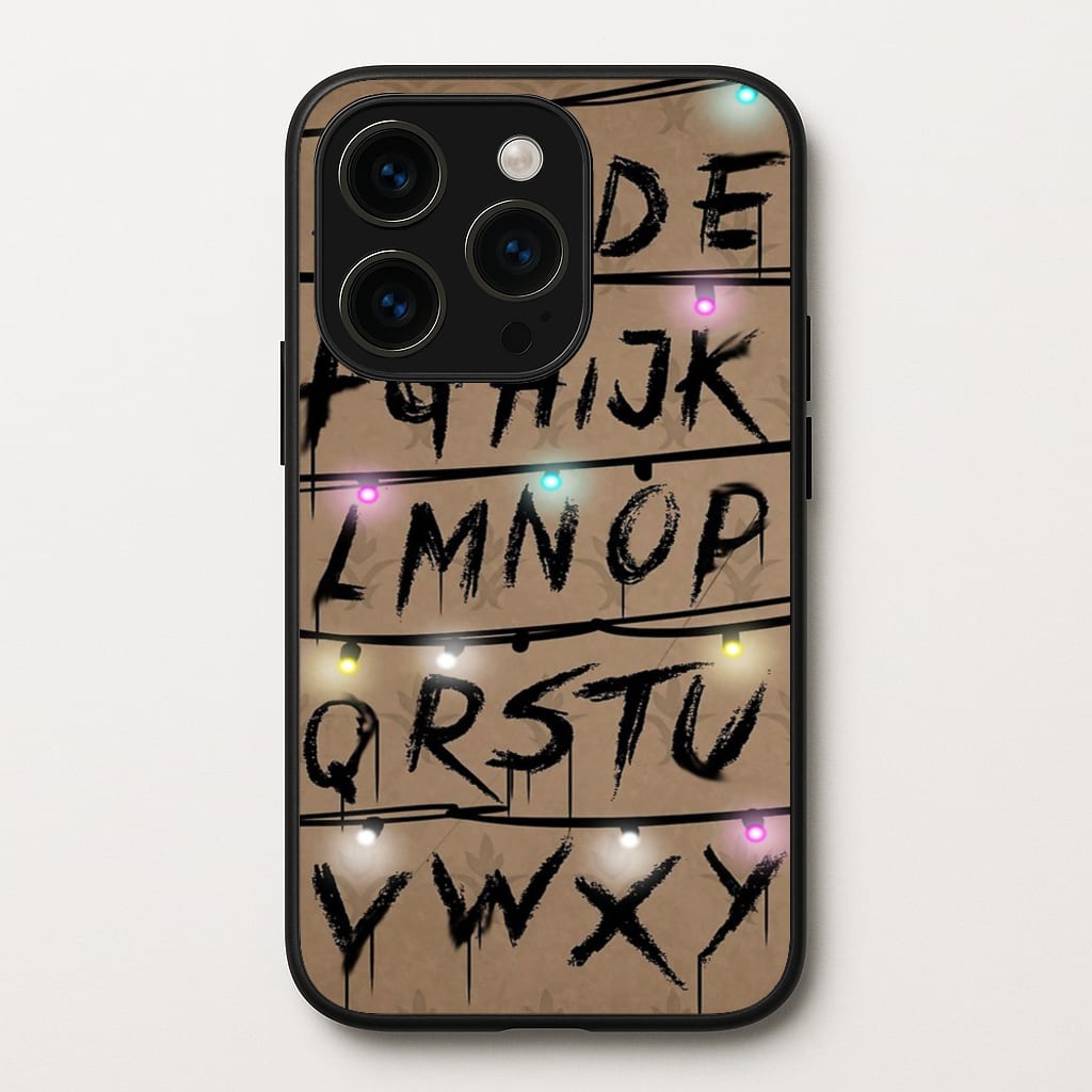 Stranger Alphabet Wall - Stranger Things Phone Case for iPhone 15 Pro