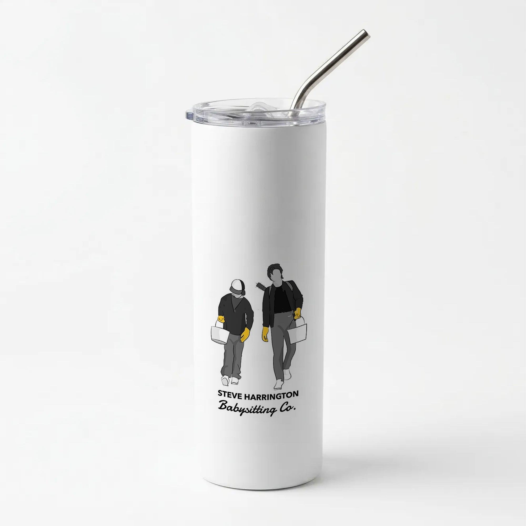 Steve Harrington Babysitting Co Skinny Tumbler