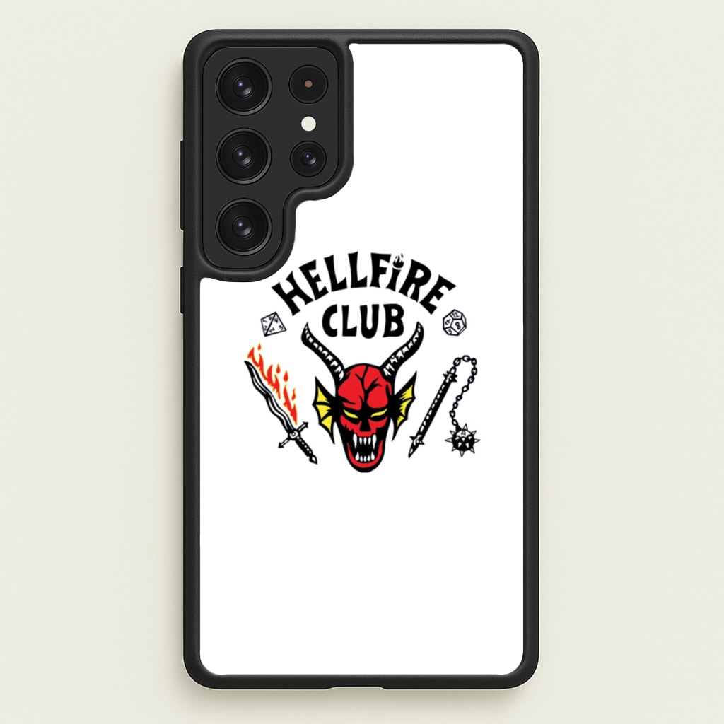 Hellfire Logo - White - Stranger Things Phone Case for Galaxy S22 Ultra