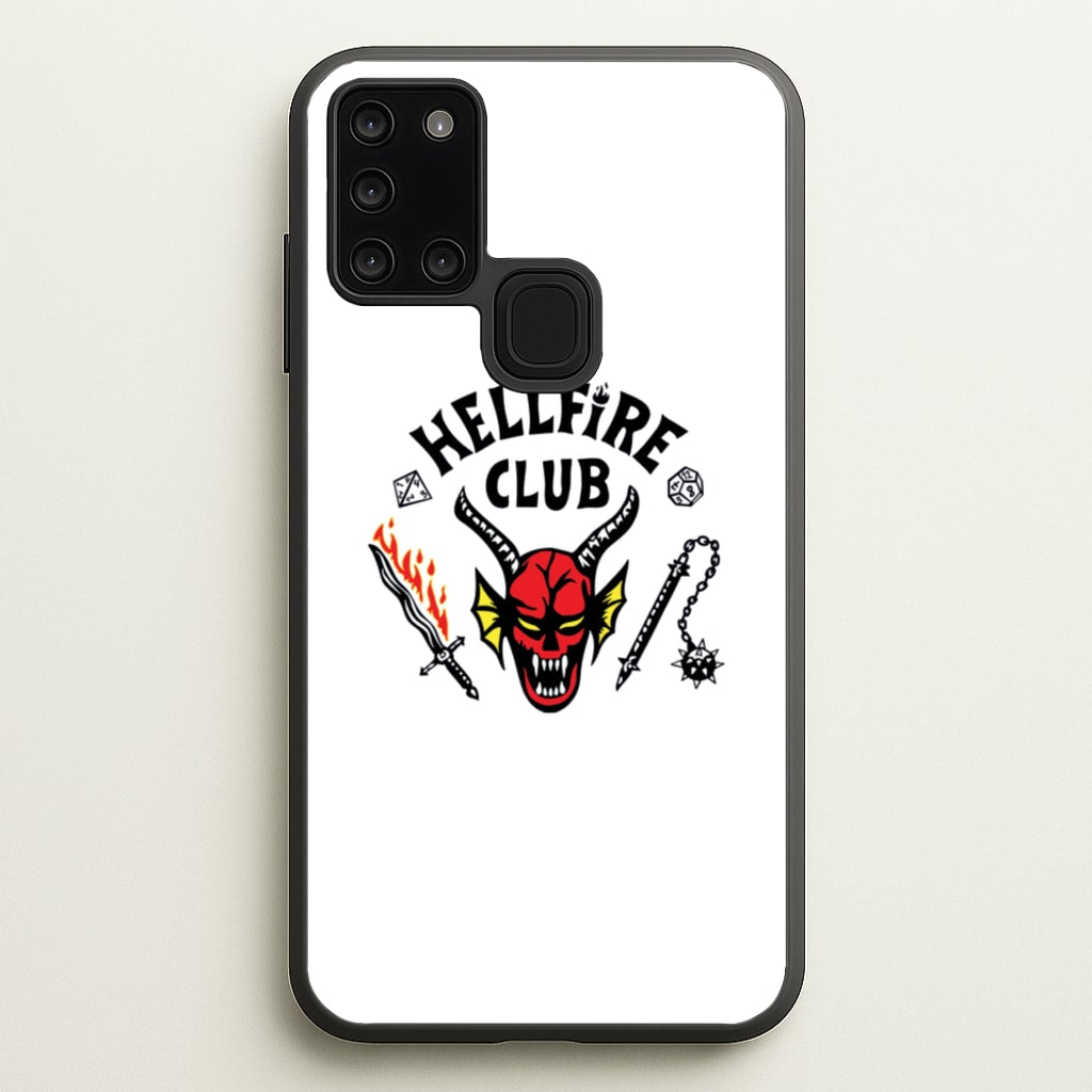 Hellfire Logo - White - Stranger Things Phone Case for Galaxy A21s