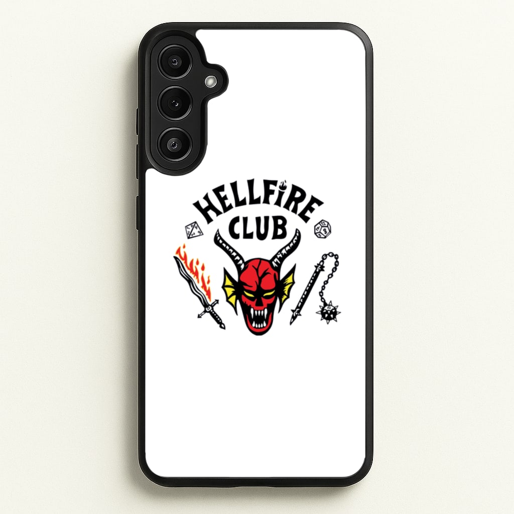 Hellfire Logo - White - Stranger Things Phone Case for Galaxy A34